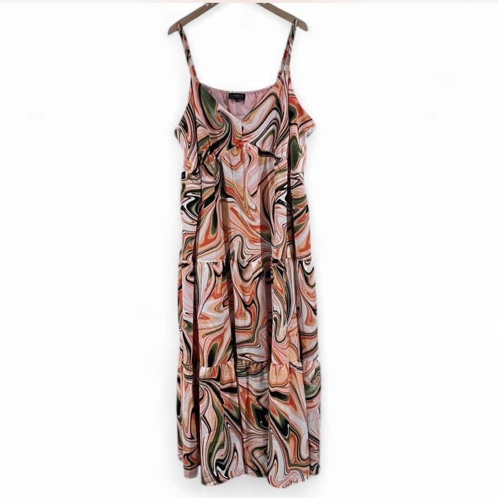 Eloquii Marble Swirl Maxi Dress Plus Size 26W NWT, Dopamine Dressing Beach Vacay - Picture 2 of 8